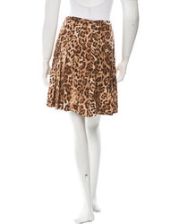 Michael Kors Michl Kors Silk Leopard Print Skirt