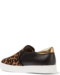 Sam Edelman Miles Leopard Print Calf Hair And Leather Sneakers