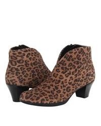 Brown Leopard Suede Ankle Boots