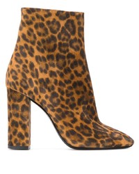 Saint Laurent Lou Leopard Print Ankle Boots