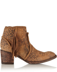 Mexicana Adela Leopard Print Washed Suede Ankle Boots