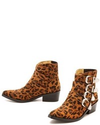 Toga Pulla Buckled Leopard Ankle Boots