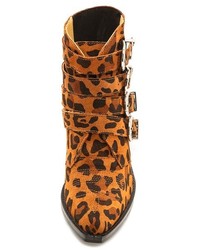 Toga Pulla Buckled Leopard Ankle Boots