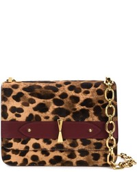 Brown Leopard Suede Bag