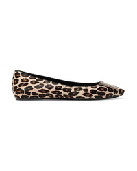 Roger Vivier Bellerine Embellished Leopard Print Calf Hair Ballet Flats