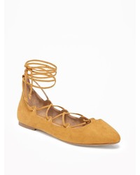 Old Navy Sueded Lace Up Ghillie Flats For