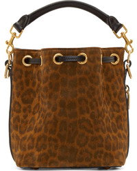 Saint Laurent Brown Leopard Print Small Emmanuelle Bucket Bag