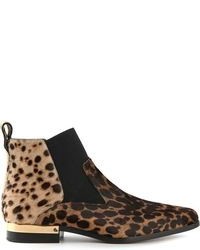 Brown Leopard Suede Chelsea Boots