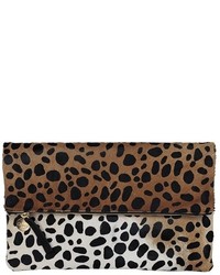 Clare Vivier Clare V Supreme Fold Over Clutch In Leopard Hair
