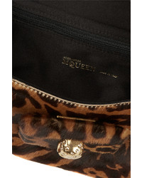 Alexander McQueen Embellished Leopard Print Calf Hair Clutch