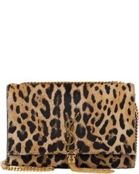 Brown Leopard Suede Crossbody Bag