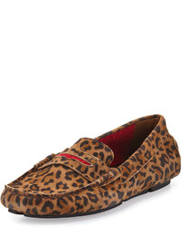 Brown Leopard Suede Driving Shoes