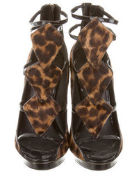 Brian Atwood B Leopard Print Caged Sandals