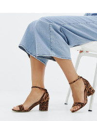 New Look Wide Fit Heeled Sandal In Leopard Print