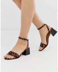 ASOS DESIGN Honeywell Block Heeled Sandals In Leopard