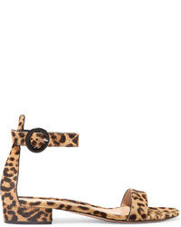 Gianvito Rossi Leopard Print Calf Hair Sandals Leopard Print
