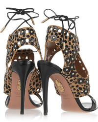Aquazzura Rebel Studs Leopard Print Calf Hair And Leather Sandals