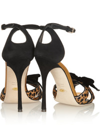 Sergio Rossi Sold Out Leopard Print Calf Hair And Velvet Sandals