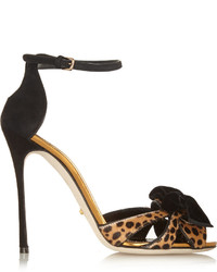 Sergio Rossi Sold Out Leopard Print Calf Hair And Velvet Sandals