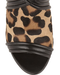 Altuzarra Tally Leather Trimmed Leopard Print Calf Hair Sandals
