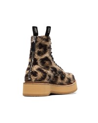 R13 Brown Single Stack 40 Leopard Print Wool Boots