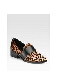 3.1 Phillip Lim Quinn Leopard Print Calf Hair Leather Loafers Leopard