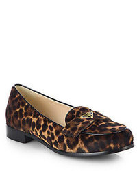 Prada Leopard Print Calf Hair Loafers