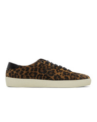 Brown Leopard Suede Low Top Sneakers