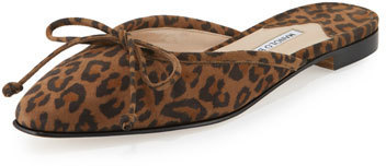 flat leopard mules