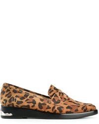 Brown Leopard Suede Platform Loafers