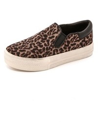 Brown Leopard Suede Slip-on Sneakers