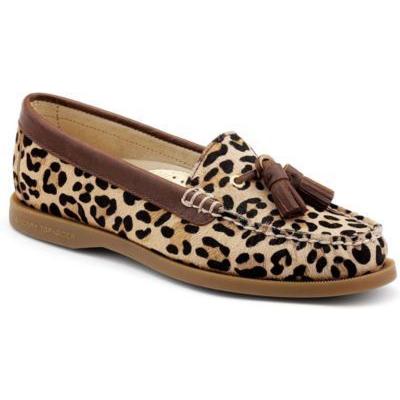 sperry leopard loafers