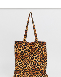 Monki Leopard Print Tote Bag In Brown