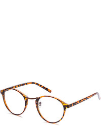Shein Brown Plastic Leopard Frame Round Glasses