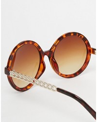 Asos Collection Round Sunglasses With Chain Arm Detail