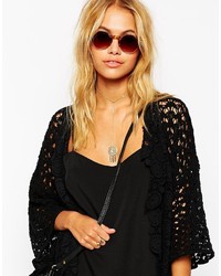 Asos Collection Round Sunglasses With Corner Detail