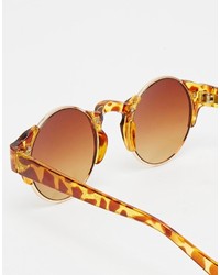 Asos Collection Round Sunglasses With Corner Detail