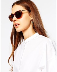 Asos Collection Round Sunglasses With Metal Corner Detail