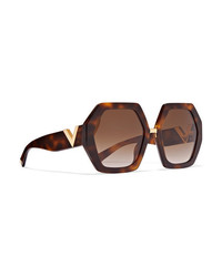 Valentino Garavani Hexagon Frame Tortoiseshell Acetate Sunglasses