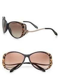 Roberto Cavalli Kandooma Leopard Round Drop Temple Sunglasses