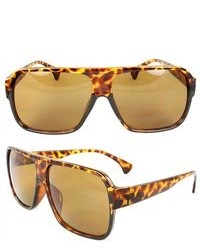 MLC Eyewear Square Shield Fashion Sunglasses Brown Leopard Frame Brown Lenses For And