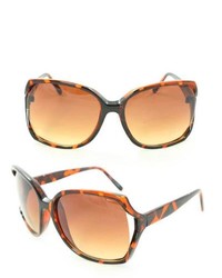 Overstock Uv512 Brown Leopard Plastic Square Sunglasses