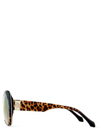 Roberto Cavalli Two Tone Leopard Print Butterfly Sunglasses Brown