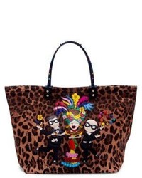 Dolce & Gabbana Dgfamily Embellished Leopard Print Tote