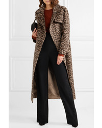 Max Mara Fiacre Leopard Print Wool Blend Trench Coat