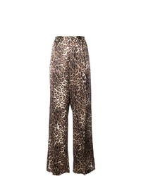 Nili Lotan Leopard Print Wide Leg Trousers