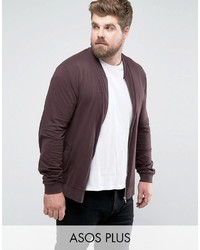 Asos Plus Lightweight Muscle Jersey Bomber Jacket In Brown