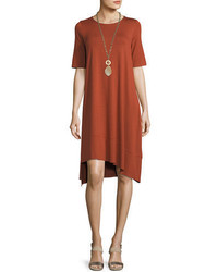 Eileen Fisher Half Sleeve Lightweight Jersey Asymmetric Dress