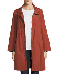 Eileen Fisher High Collar Knee Length Organic Cotton Jacket