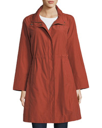Eileen Fisher High Collar Knee Length Organic Cotton Jacket